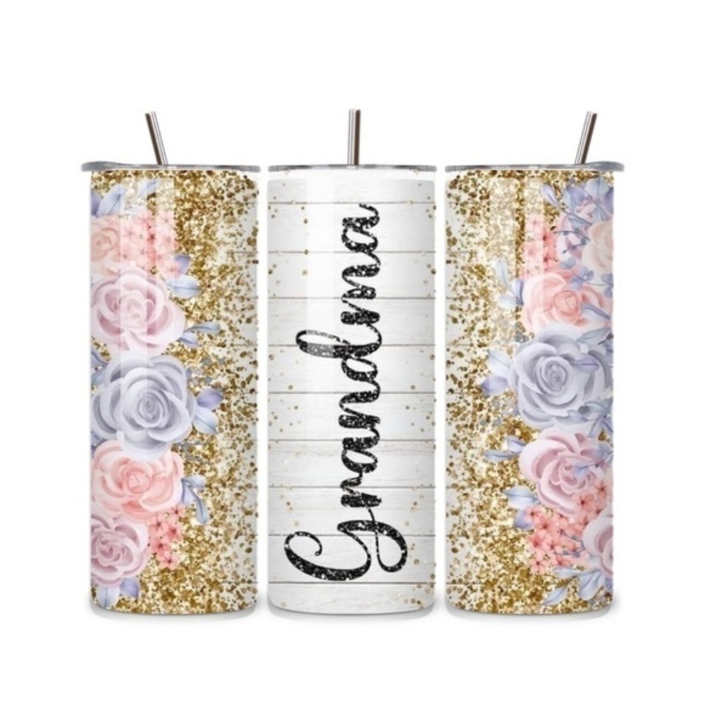 Grandma Floral 20oz Stainless Steel Tumbler